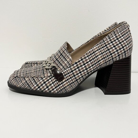 Kelly & Katie Womens Tonnia Chunky Houndstooth Loafer Heels 7M Dark Academia Y2K - Picture 3 of 12